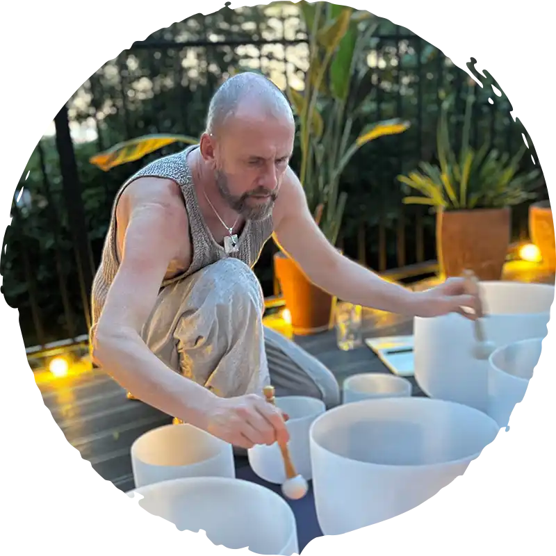 David using crystal bowls